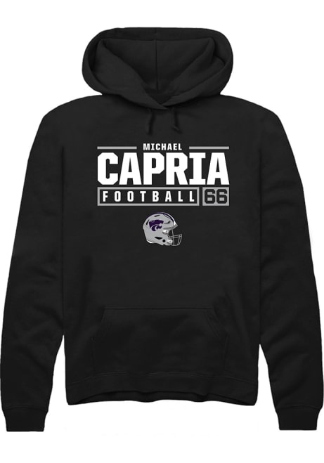 Michael Capria Rally Mens Black K-State Wildcats NIL Stacked Box Hooded Sweatshirt