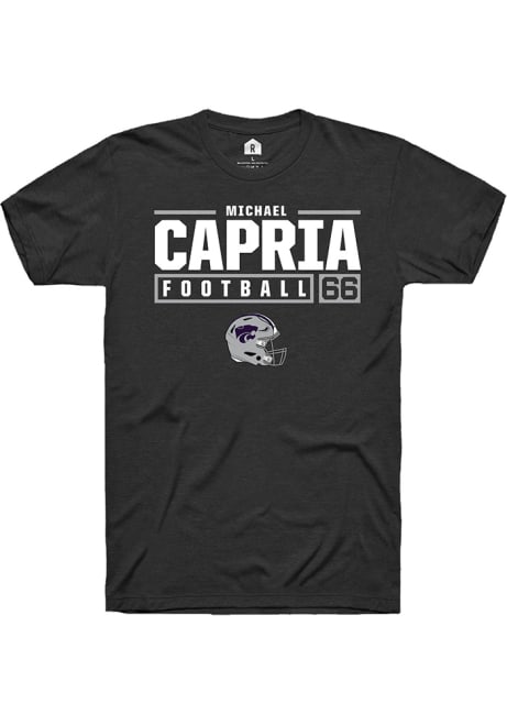 Michael Capria Black K-State Wildcats NIL Stacked Box Short Sleeve T Shirt