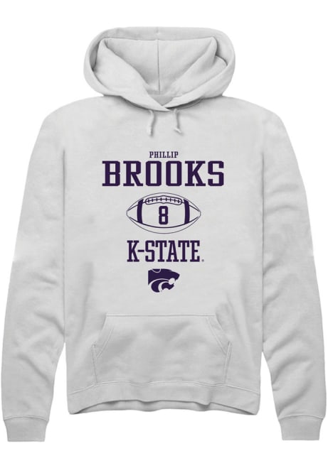 Phillip Brooks Rally Mens White K-State Wildcats NIL Sport Icon Hooded Sweatshirt