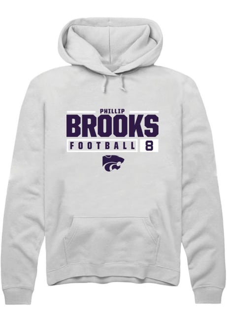 Phillip Brooks Rally Mens White K-State Wildcats NIL Stacked Box Hooded Sweatshirt