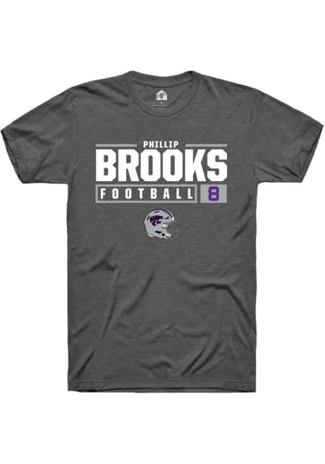 Phillip Brooks Dark Grey K-State Wildcats NIL Stacked Box Short Sleeve T Shirt