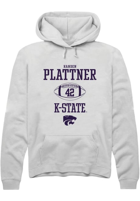 Randen Plattner Rally Mens White K-State Wildcats NIL Sport Icon Hooded Sweatshirt