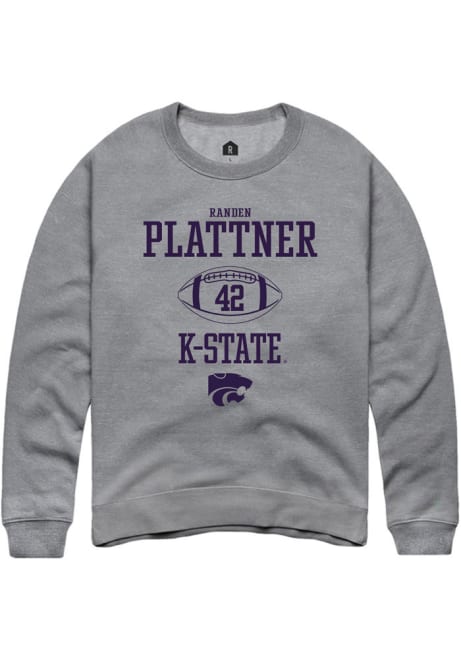 Randen Plattner Rally Mens Grey K-State Wildcats NIL Sport Icon Crew Sweatshirt