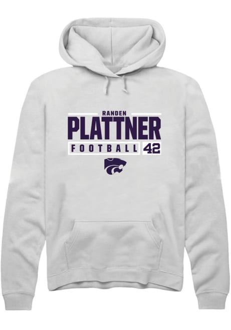 Randen Plattner Rally Mens White K-State Wildcats NIL Stacked Box Hooded Sweatshirt