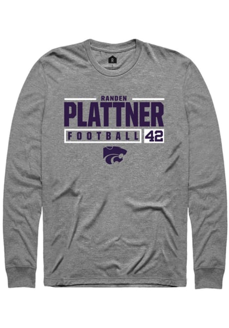 Randen Plattner Rally Mens Grey K-State Wildcats NIL Stacked Box Tee