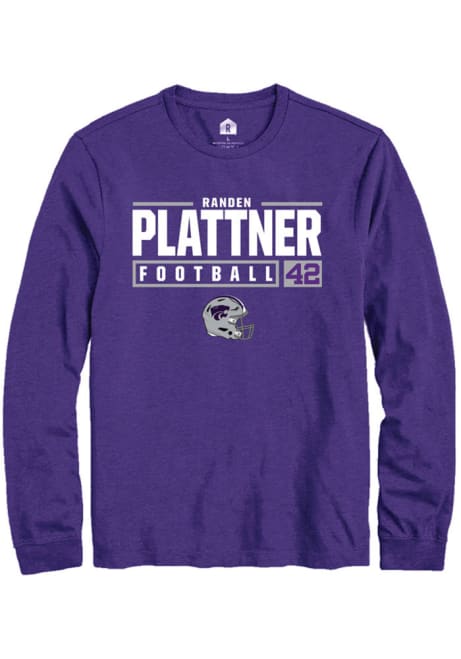 Randen Plattner Rally Mens Purple K-State Wildcats NIL Stacked Box Tee