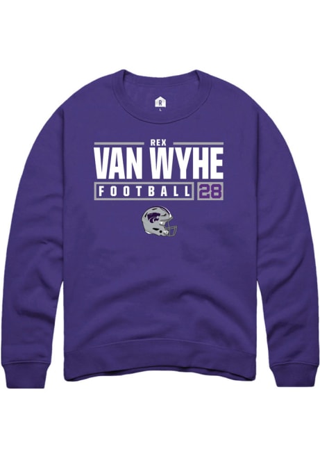 Rex Van Wyhe Rally Mens Purple K-State Wildcats NIL Stacked Box Crew Sweatshirt