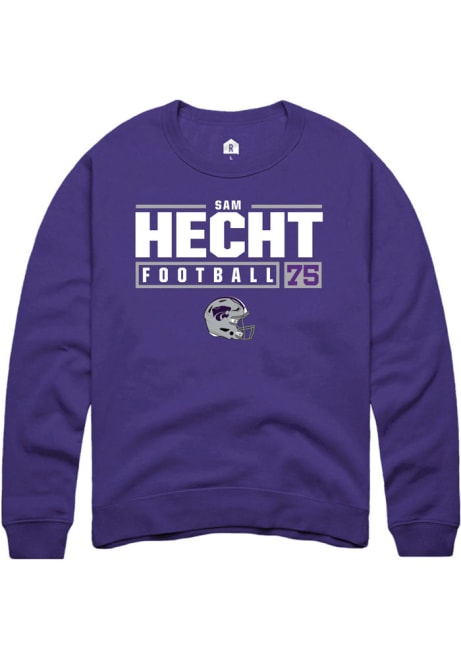 Sam Hecht Rally Mens Purple K-State Wildcats NIL Stacked Box Crew Sweatshirt