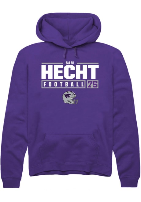 Sam Hecht Rally Mens Purple K-State Wildcats NIL Stacked Box Hooded Sweatshirt