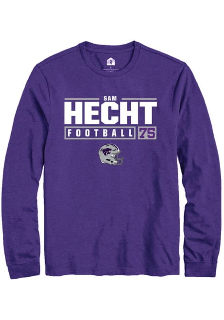 Sam Hecht Rally Mens Purple K-State Wildcats NIL Stacked Box Tee
