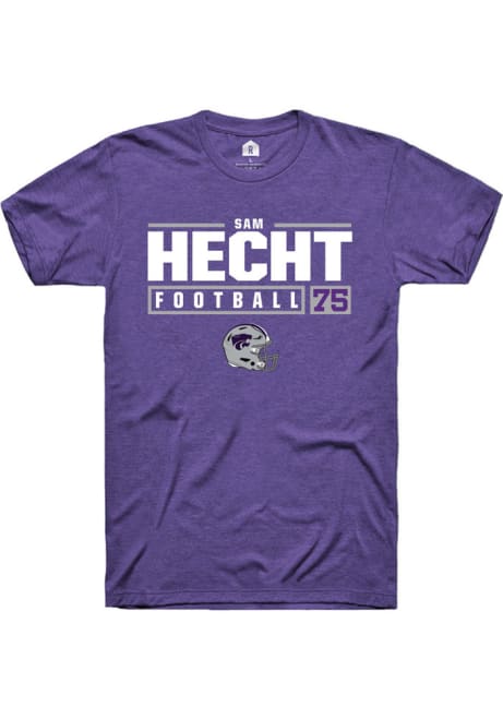 Sam Hecht Purple K-State Wildcats NIL Stacked Box Short Sleeve T Shirt