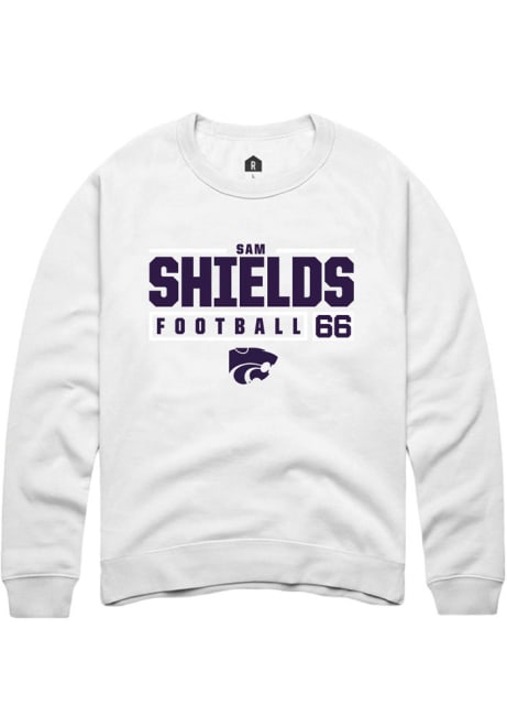 Sam Shields Rally Mens White K-State Wildcats NIL Stacked Box Crew Sweatshirt