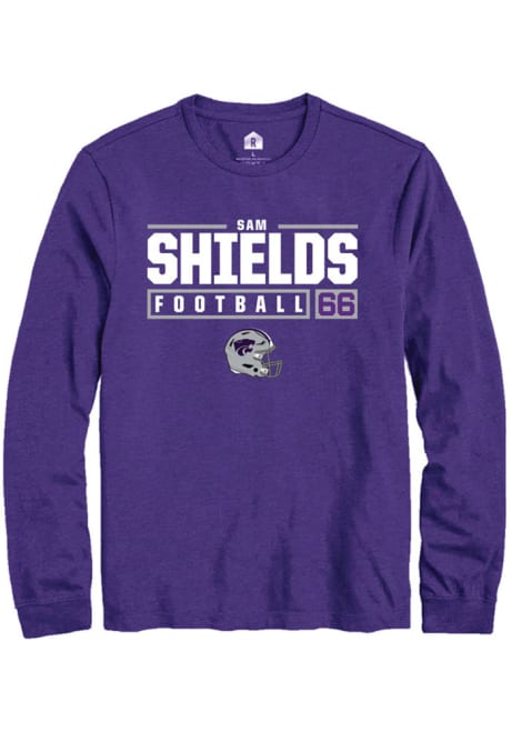 Sam Shields Rally Mens Purple K-State Wildcats NIL Stacked Box Tee