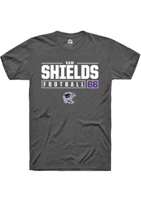Sam Shields Dark Grey K-State Wildcats NIL Stacked Box Short Sleeve T Shirt