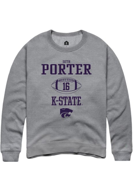 Seth Porter Rally Mens Grey K-State Wildcats NIL Sport Icon Crew Sweatshirt