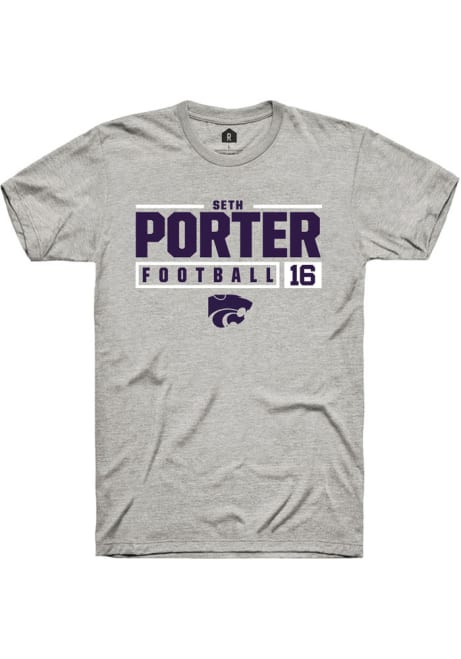 Seth Porter Grey K-State Wildcats NIL Stacked Box Short Sleeve T Shirt