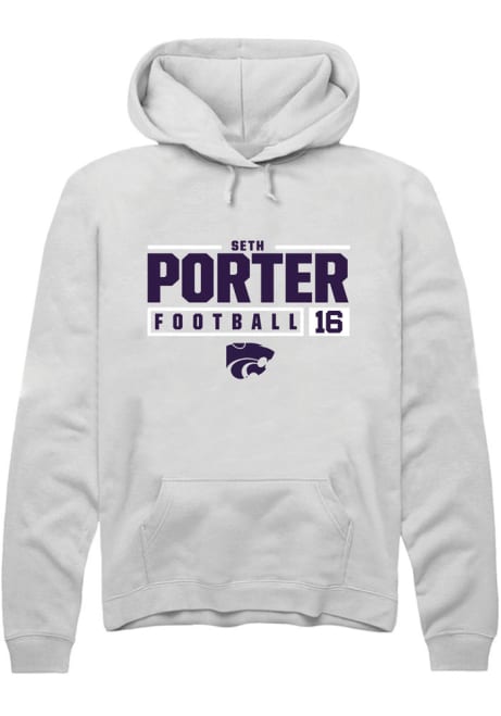 Seth Porter Rally Mens White K-State Wildcats NIL Stacked Box Hooded Sweatshirt