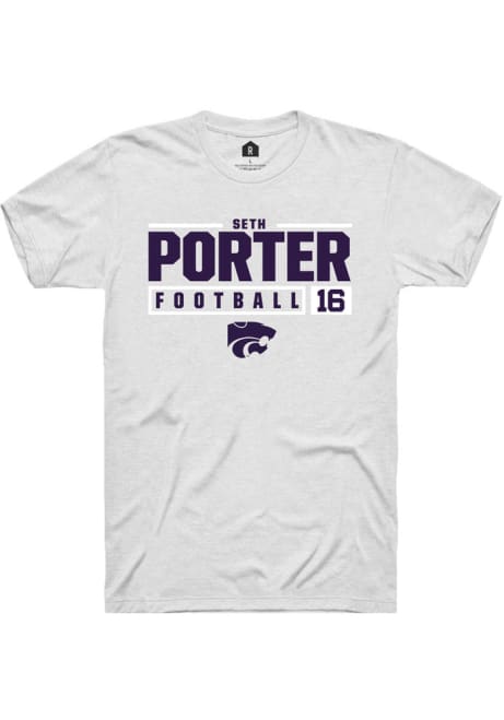 Seth Porter White K-State Wildcats NIL Stacked Box Short Sleeve T Shirt