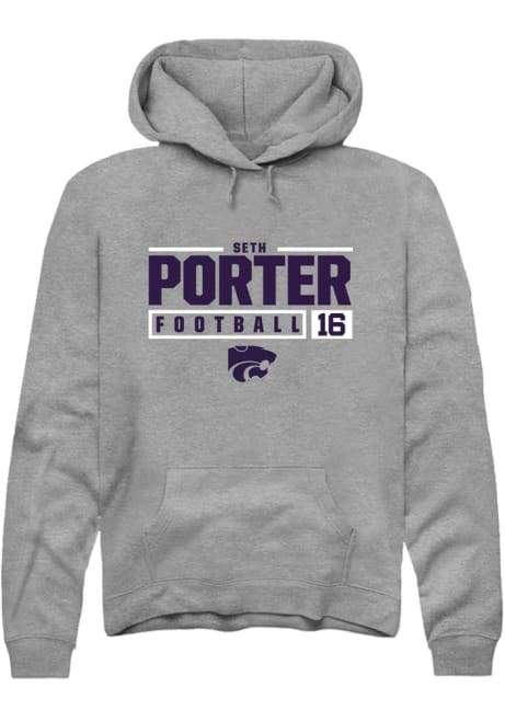 Seth Porter Rally Mens Grey K-State Wildcats NIL Stacked Box Hooded Sweatshirt