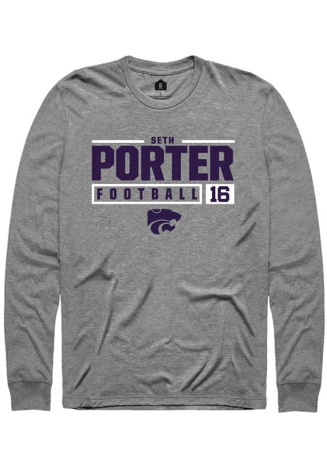 Seth Porter Rally Mens Grey K-State Wildcats NIL Stacked Box Tee