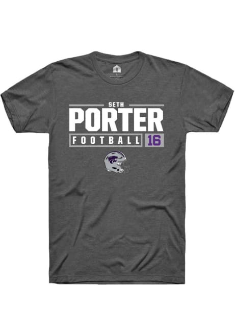 Seth Porter Dark Grey K-State Wildcats NIL Stacked Box Short Sleeve T Shirt