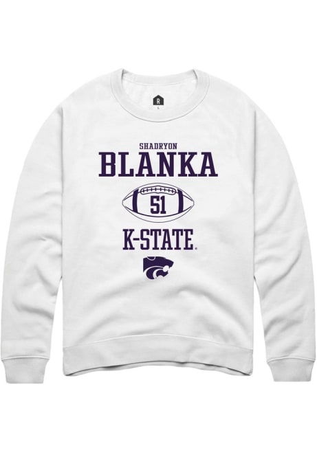 Shadryon Blanka Rally Mens White K-State Wildcats NIL Sport Icon Crew Sweatshirt