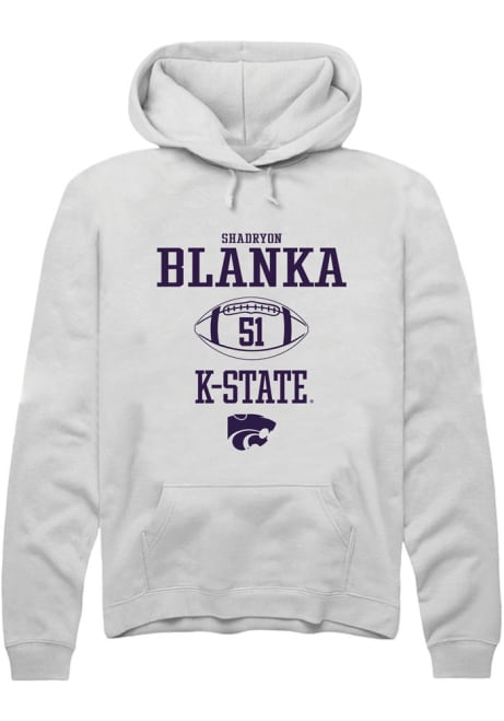 Shadryon Blanka Rally Mens White K-State Wildcats NIL Sport Icon Hooded Sweatshirt