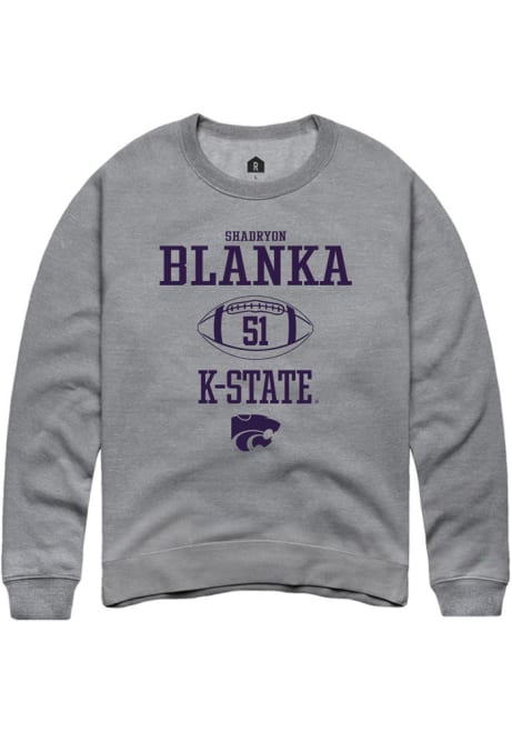 Shadryon Blanka Rally Mens Graphite K-State Wildcats NIL Sport Icon Crew Sweatshirt