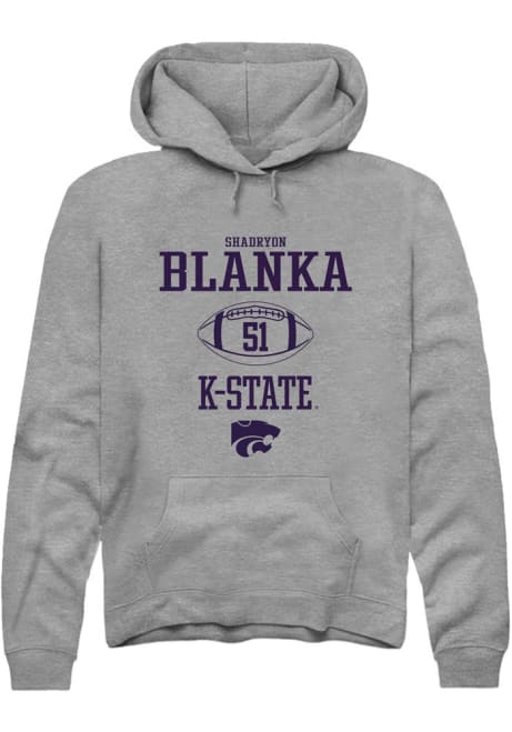 Shadryon Blanka Rally Mens Graphite K-State Wildcats NIL Sport Icon Hooded Sweatshirt