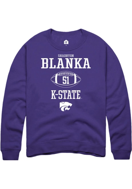 Shadryon Blanka Rally Mens Purple K-State Wildcats NIL Sport Icon Crew Sweatshirt