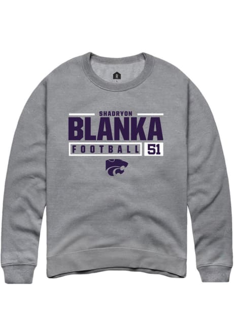 Shadryon Blanka Rally Mens Graphite K-State Wildcats NIL Stacked Box Crew Sweatshirt