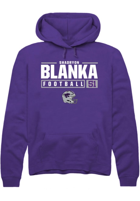 Shadryon Blanka Rally Mens Purple K-State Wildcats NIL Stacked Box Hooded Sweatshirt