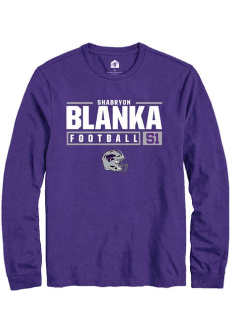 Shadryon Blanka Rally Mens Purple K-State Wildcats NIL Stacked Box Tee