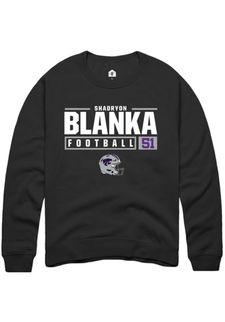 Shadryon Blanka Rally Mens Black K-State Wildcats NIL Stacked Box Crew Sweatshirt