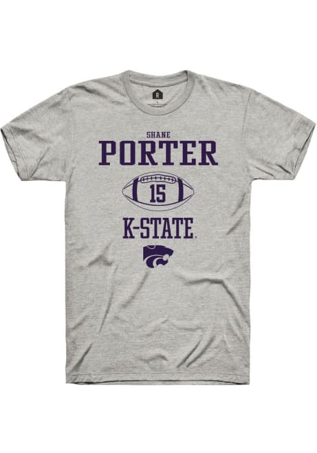 Shane Porter Grey K-State Wildcats NIL Sport Icon Short Sleeve T Shirt