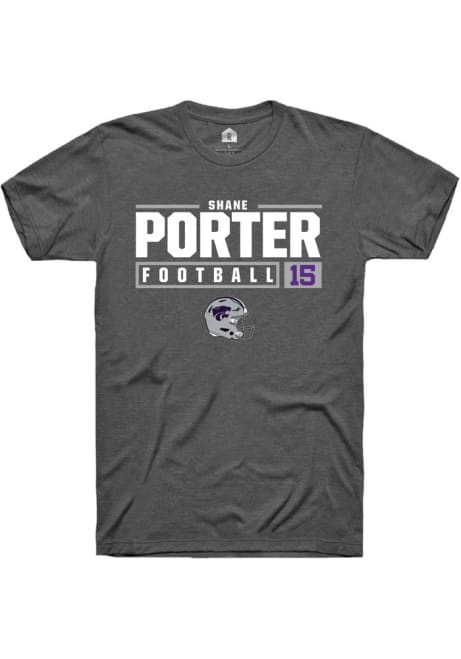 Shane Porter Dark Grey K-State Wildcats NIL Stacked Box Short Sleeve T Shirt