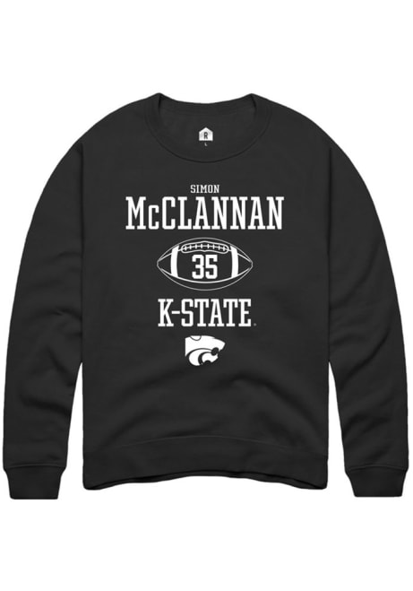 Simon McClannan Rally Mens Black K-State Wildcats NIL Sport Icon Crew Sweatshirt