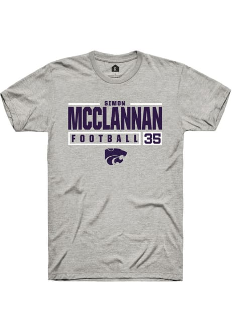 Simon McClannan Ash K-State Wildcats NIL Stacked Box Short Sleeve T Shirt