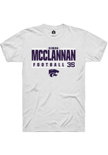 Simon McClannan White K-State Wildcats NIL Stacked Box Short Sleeve T Shirt