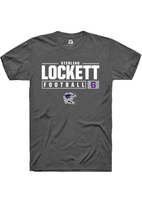 Sterling Lockett Dark Grey K-State Wildcats NIL Stacked Box Short Sleeve T Shirt