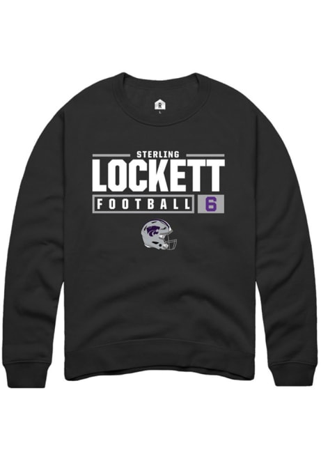 Sterling Lockett Rally Mens Black K-State Wildcats NIL Stacked Box Crew Sweatshirt