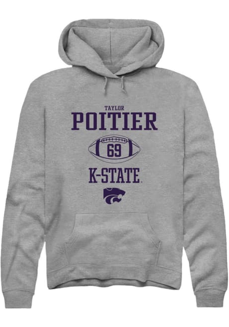 Taylor Poitier Rally Mens Graphite K-State Wildcats NIL Sport Icon Hooded Sweatshirt