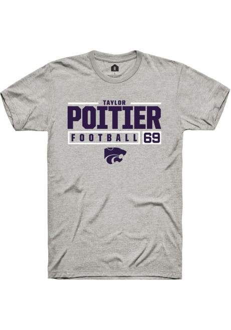Taylor Poitier Ash K-State Wildcats NIL Stacked Box Short Sleeve T Shirt