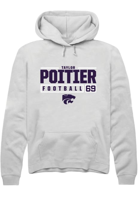 Taylor Poitier Rally Mens White K-State Wildcats NIL Stacked Box Hooded Sweatshirt
