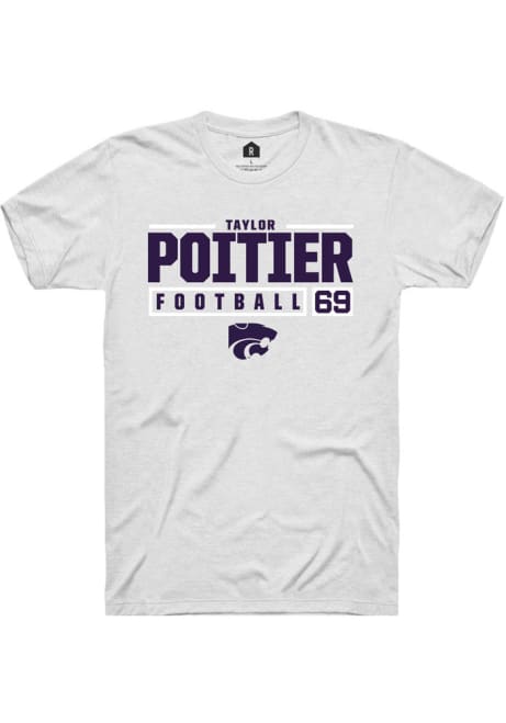 Taylor Poitier White K-State Wildcats NIL Stacked Box Short Sleeve T Shirt