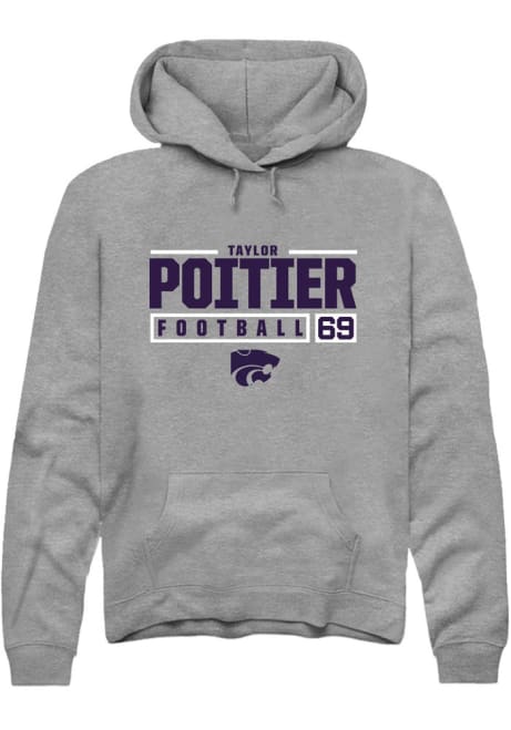 Taylor Poitier Rally Mens Graphite K-State Wildcats NIL Stacked Box Hooded Sweatshirt