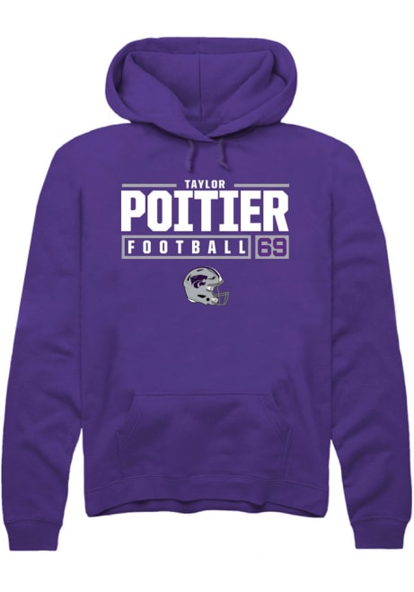 Taylor Poitier Rally Mens Purple K-State Wildcats NIL Stacked Box Hooded Sweatshirt