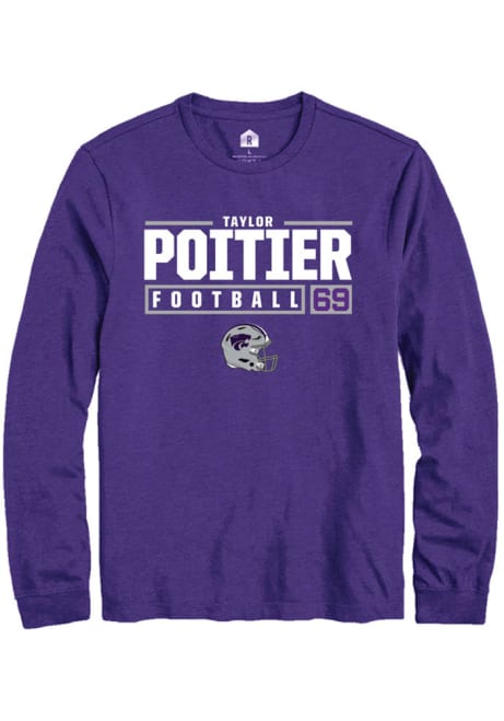 Taylor Poitier Rally Mens Purple K-State Wildcats NIL Stacked Box Tee
