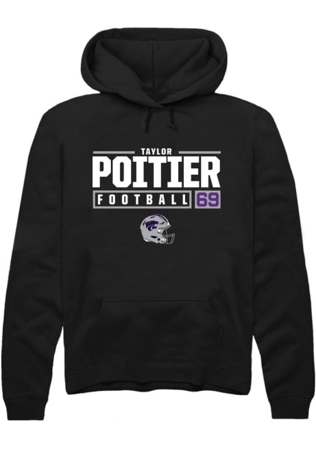 Taylor Poitier Rally Mens Black K-State Wildcats NIL Stacked Box Hooded Sweatshirt