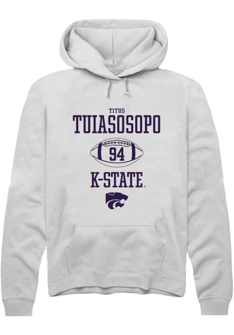 Titus Tuiasosopo Rally Mens White K-State Wildcats NIL Sport Icon Hooded Sweatshirt